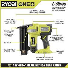 ryobi p321 p326 psk005 one 18v cordless 18 gauge brad nailer with 16 gauge straight finish nailer 2 0 ah battery and charger