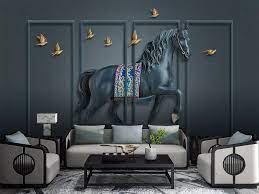 Horse Bird Design Wallpaper Non-woven ...