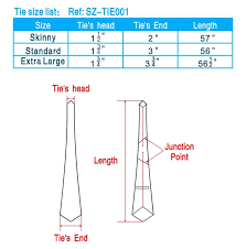 Tie Size Chart Tie Length Chart Necktie Size Chart