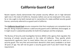 This application form will provide a knowledge of the various application requirements. California Guard Card By Chiefprotectiveservices Issuu