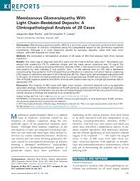 Pdf Membranous Glomerulopathy With Light Chain Restricted