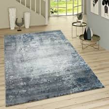 Retro teppiche mit charme und geschichte. Kurzflor Teppich Modern Orientalisches Muster Vintage Style Ombre Look Grau Blau Ebay