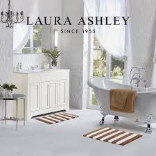 Laura Ashley Eden Stripe Bath Mat 17 X 24 20 X 32 Taupe Grey White