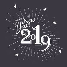 2019 New Year Poster Black White Calligraphic Decor Png Images