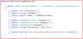 partial view result in asp net core mvc