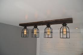 Wood Flush Mount Ceiling Light With Cages Jacobean West Ninth Vintage