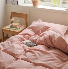 blush pink cotton duvet cover set plain