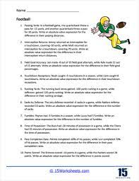 Absolute Value Word Problems Worksheets