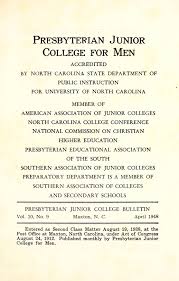 Who s who among students in american junior colleges. Presbyterian Junior College Catalog 1948 1949