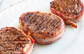 bacon wrapped grilled filet mignon