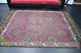 large geometric design pink kilim rug