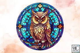 Stained Glass Owl Sublimation Clipart