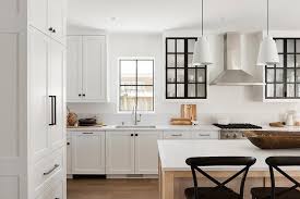 White Cabinets With Black Frame Glass