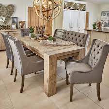 Made from solid acacia wood it has a sandblasted antique natural finish that allows the wood's natural grain color variation to shine through. Montana Reclaimed Wood 200cm Dining Table With 4 Jacob Chairs Bench