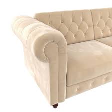 dhp furini ivory velvet sofa futon