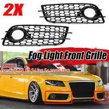 A Pair A4 B8 Car Fog Light Grille Lamp Cover Honeycomb Hex