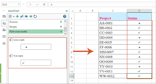 insert check or cross mark in excel