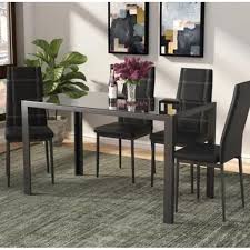 Novara chrome round glass dining table and 4 black white grey dining chairs. Urhomepro 5 Piece Dining Table And Chair Set Modern Metal Dining Set W Tempered Glass Dining