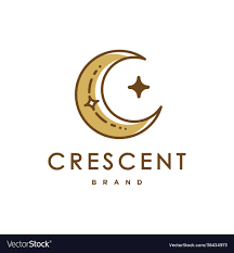 minimalist crescent moon and star logo