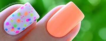 neon pastel peach nail art tac