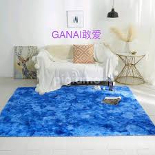 royal blue patched fluffy carpet in