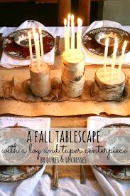 A Fall Tablescape With A Log And Taper