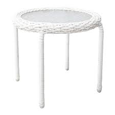 White Wicker Outdoor Table With Glass Top