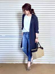 40代におすすめユニクロコーデ アラフォーのプチプラおしゃれをご紹介 folk 紺 ワンピース コーデ ファッションアイデア サマーカジュアルファッション