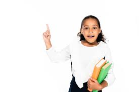 Cheerful African American Schoolgirl Pointing With Finger Free Stock Photo and Image