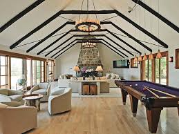 pool table with vaulted ceiling