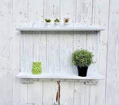 Wooden Wall Shelves White With Hooks