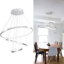 Modern Led Chandeliers For Dining Rooms 60w Super Bright Ceiling Hanging Light Fixtures For Dining Living Room White Wire Drawing Finish Flush Mount Height Adjustable Amazon Com
