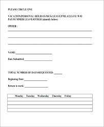 Paid Time Off Request Form Template Templates Design Leave Excel