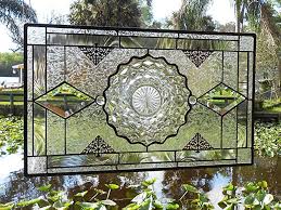 Vintage Stained Glass Plate Panel