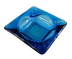 Vintage Blue Glass Ashtray Lost And Found