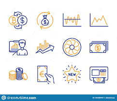 Money Exchange New Star And Growth Chart Icons Set Bitcoin