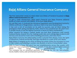 Bajaj allianz general insurance company limited is a joint venture between allianz se, world's leading insurer and bajaj finserv limited. Ppt Bajaj Allianz General Insurance Powerpoint Presentation Free Download Id 7598808