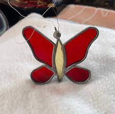 Buy Vintage Stained Glass Piece Red