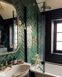 Green Subway Tiles Bathroom Interiors
