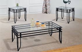 Clear Glass Design 3pc Coffee Table Set