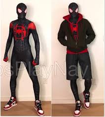 Aug 21 2017 released 2017 adventure. Miles Morales Into Spider Verse Cosplay Costume Spiderman Zentai Suit Halloween Spiderman Costume Miles Spiderman Catwoman Cosplay