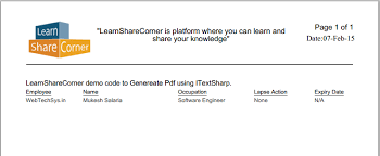 generate pdf using itextsharp with c