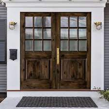 Krosswood Doors 72 In X 80 In Craftsman Knotty Alder 9 Lite Clear Glass Unfinished Wood Right Active Inswing Double Prehung Front Door