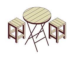Table And Chairs Isometric Icon Vector