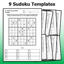 Nine Sudoku Templates Design Your Own Review Worksheets