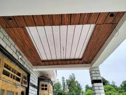 white cement fiber planks ceiling