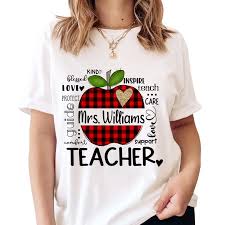 Personalized Teacher Shirts Teacher Appreciation Leopard Buffalo Plaid Cute  Top Tees for Teachers Day Gift