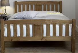 Honey Pine Engraved Wooden Bed Frame