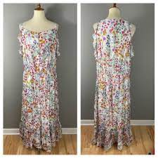 J Jill $169 Summer Garden Floral Dress 2X Sundress Button Front Ruffle  Pockets | eBay