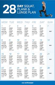 28 Day Squat Plank Lunge Plan Fitness Myfitnesspal